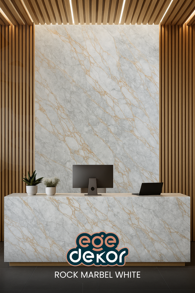 ROCK MARBEL WHITE Mermer Desenli PVC Panel 122 x 244 CM