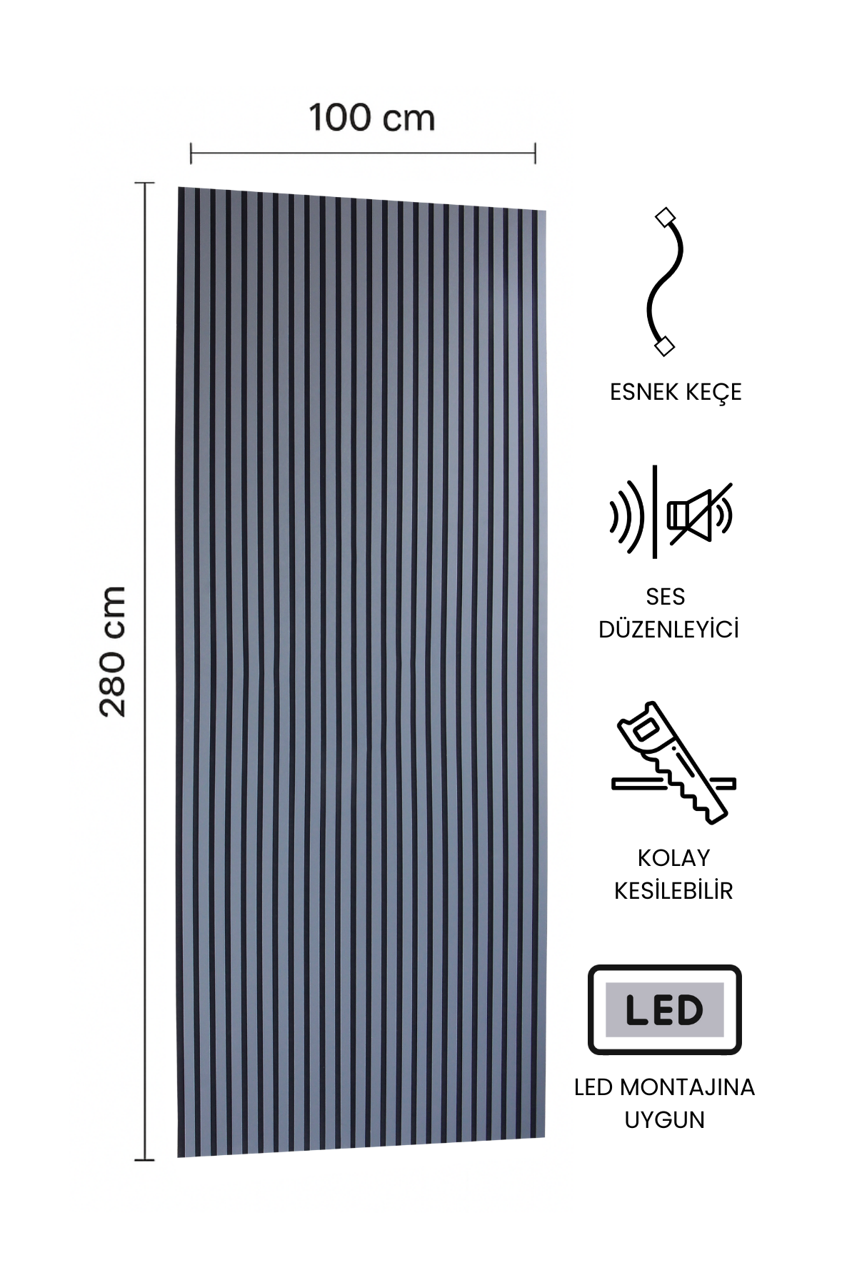ANTRASİT Akustik Panel 100 x 280 CM