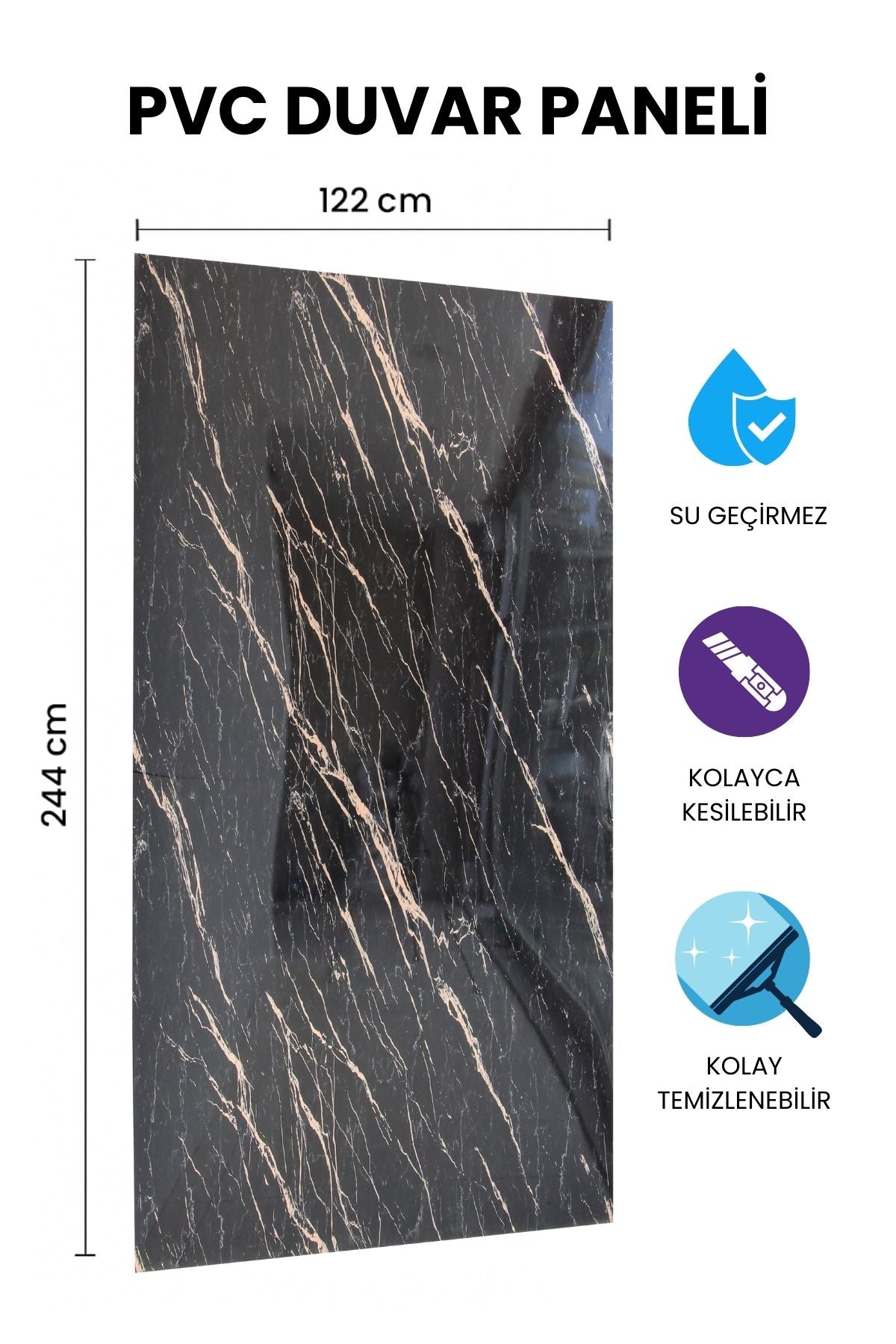 ROYAL GOLD LUXURY Mermer Desenli PVC Panel 122 x 244 CM