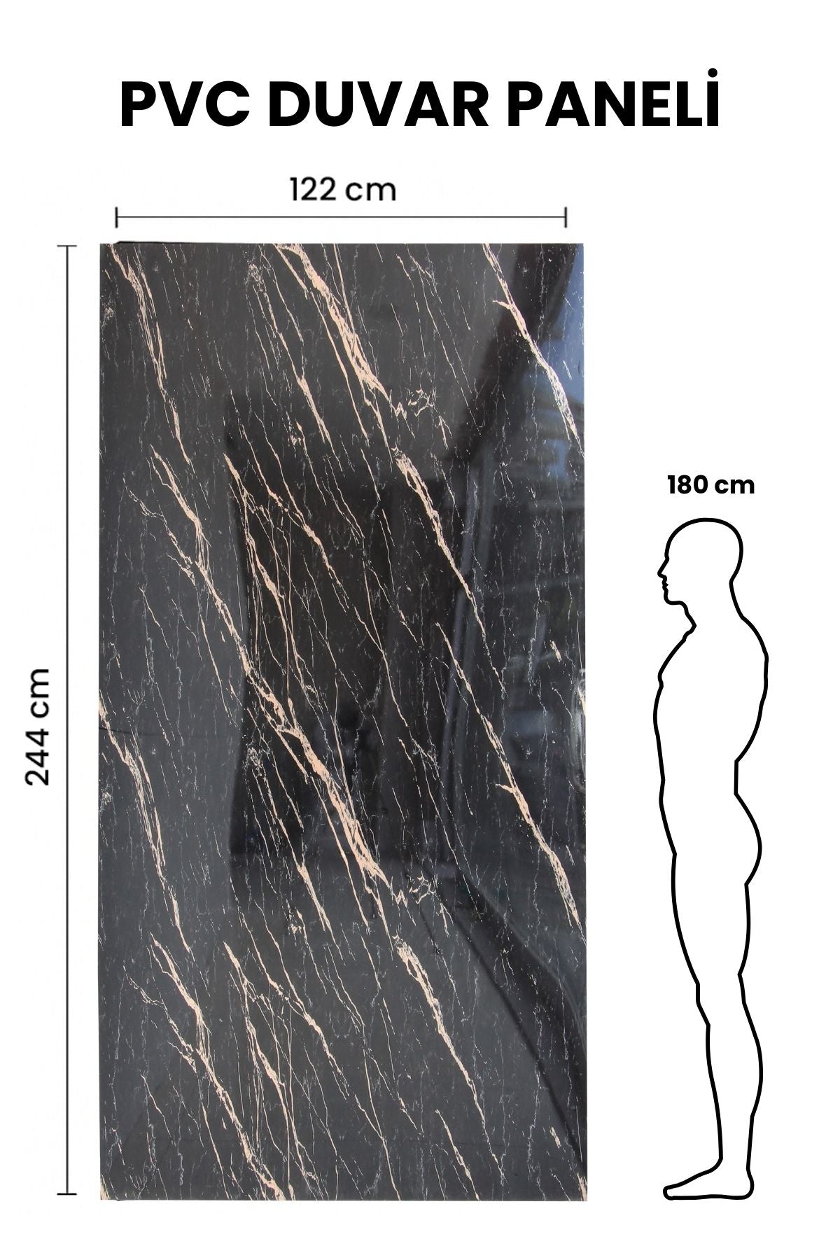 ROYAL GOLD LUXURY Mermer Desenli PVC Panel 122 x 244 CM