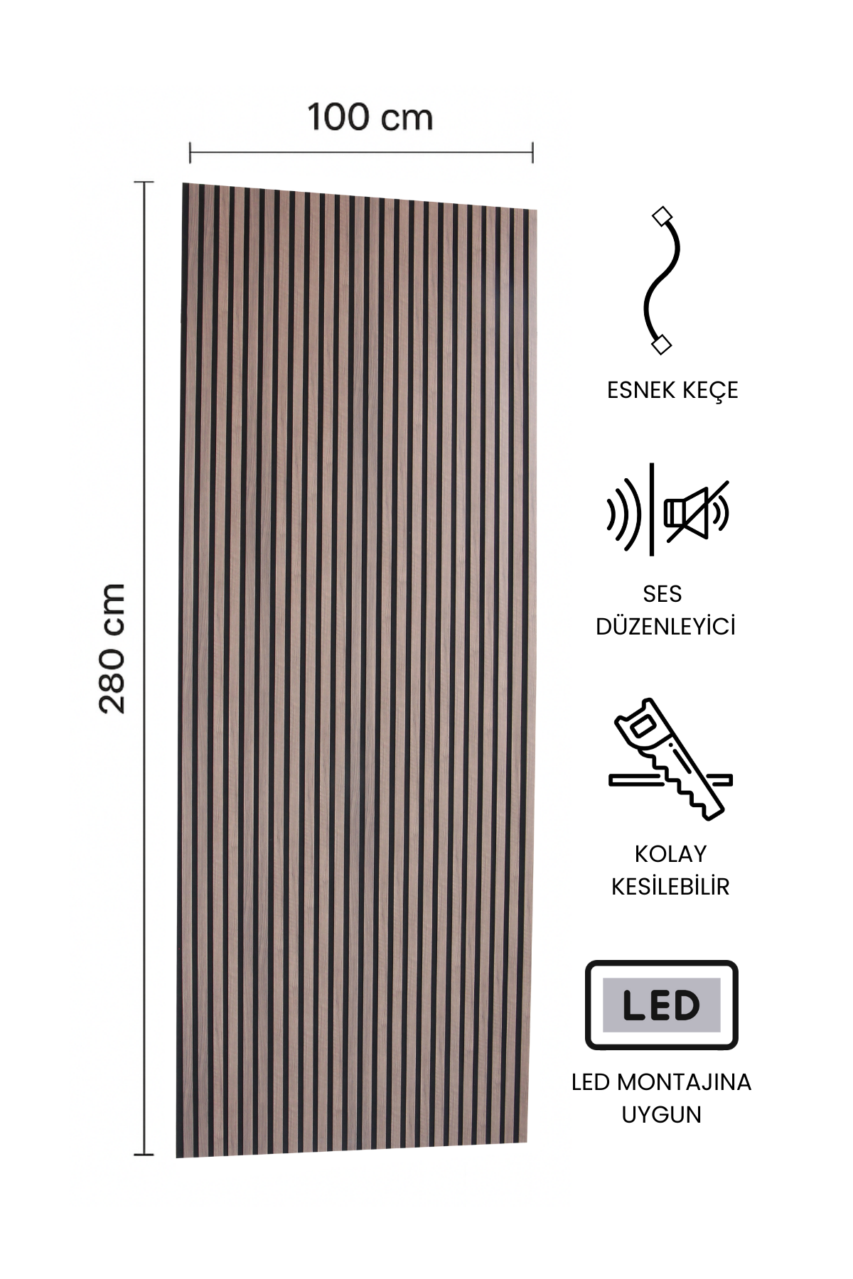 CEVİZ Akustik Panel 100 x 280 CM