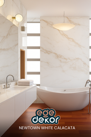 NEWTOWN WHITE CALACATA Mermer Desenli PVC Panel 122 x 244 CM