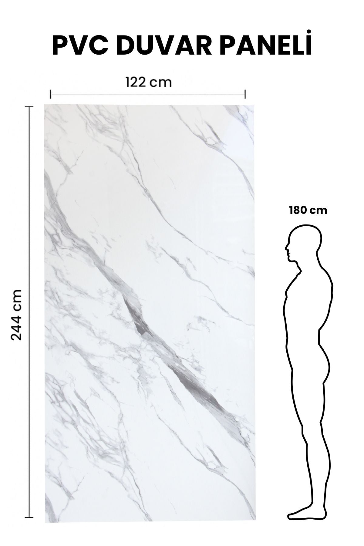 SUMQUAT WHITE GRAY Mermer Desenli PVC Panel 122 x 244 CM