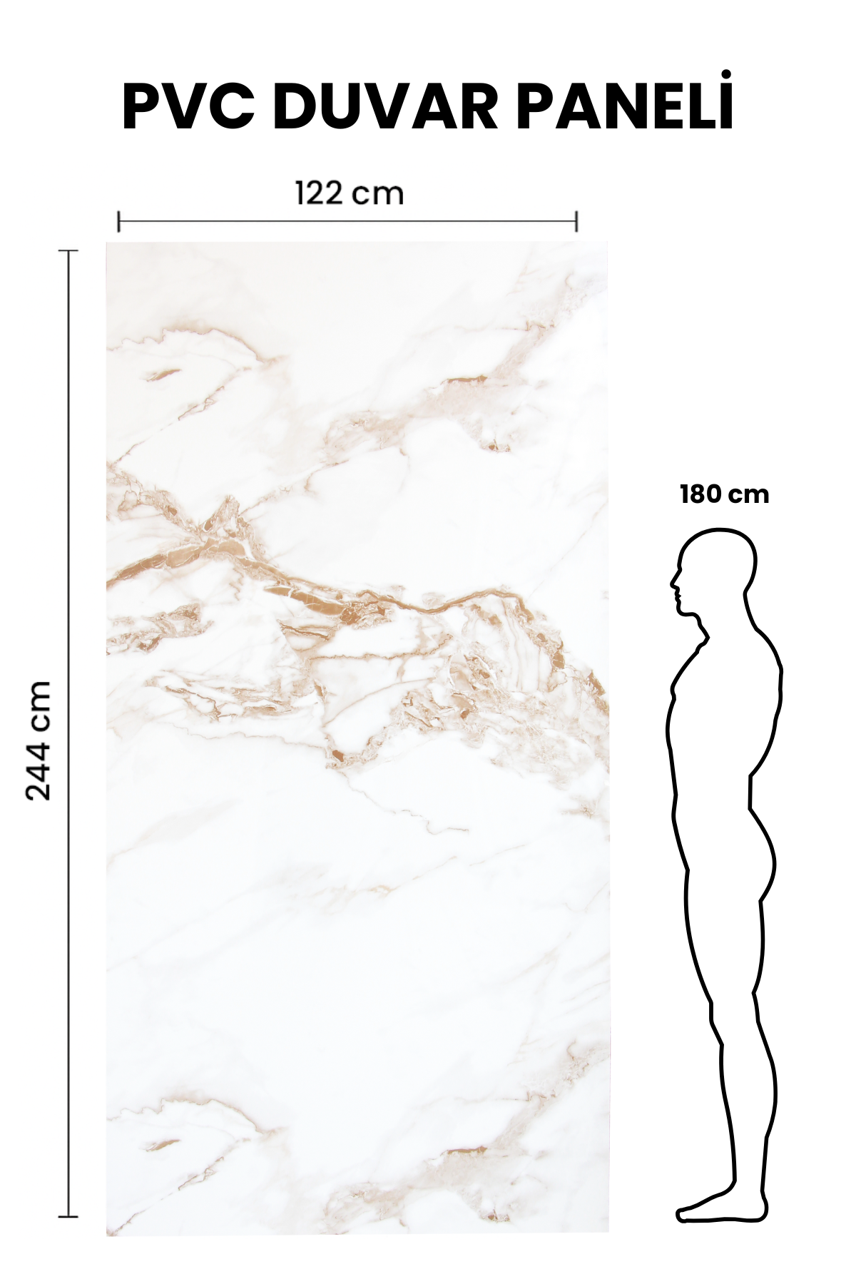 NEWTOWN WHITE CALACATA Mermer Desenli PVC Panel 122 x 244 CM