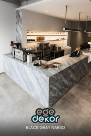 BLACK GRAY NARSO Mermer Desenli PVC Panel 122 x 244 CM