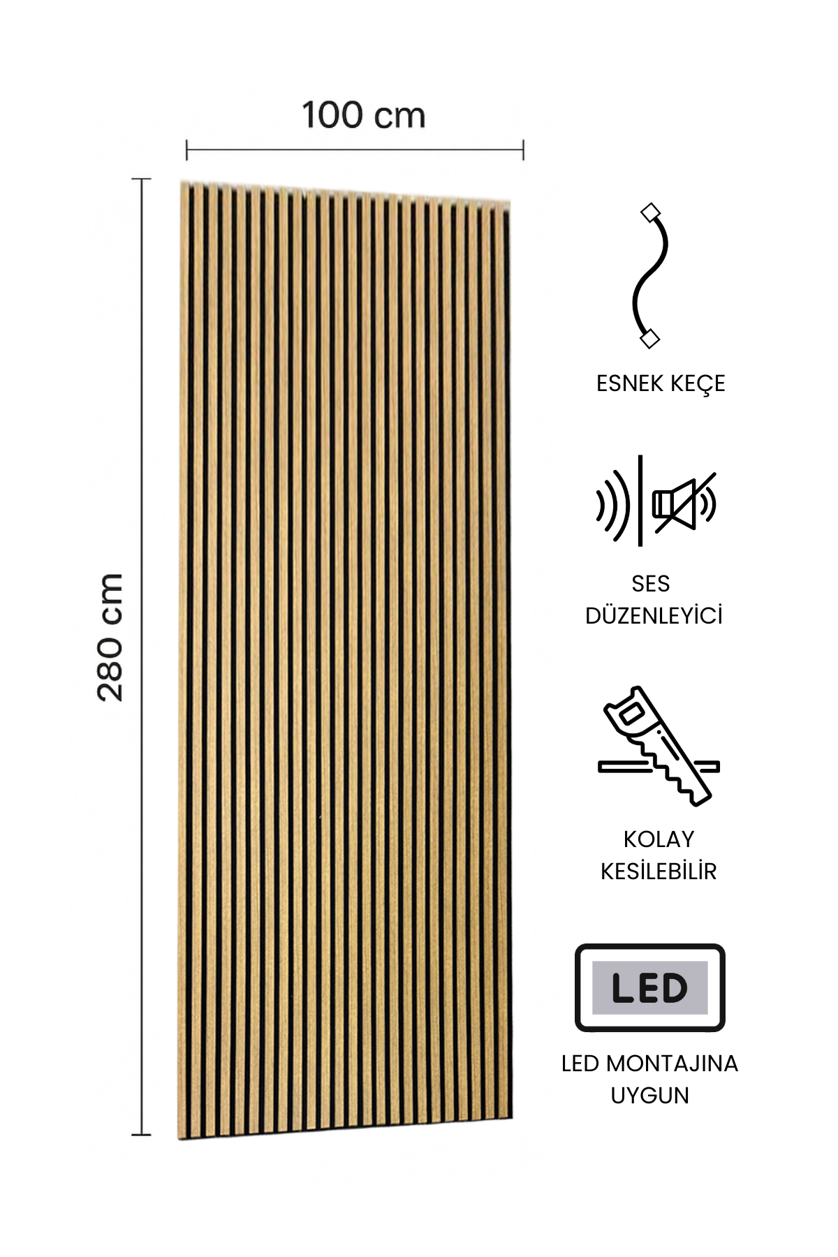 TEAK Akustik Panel 100 x 280 CM
