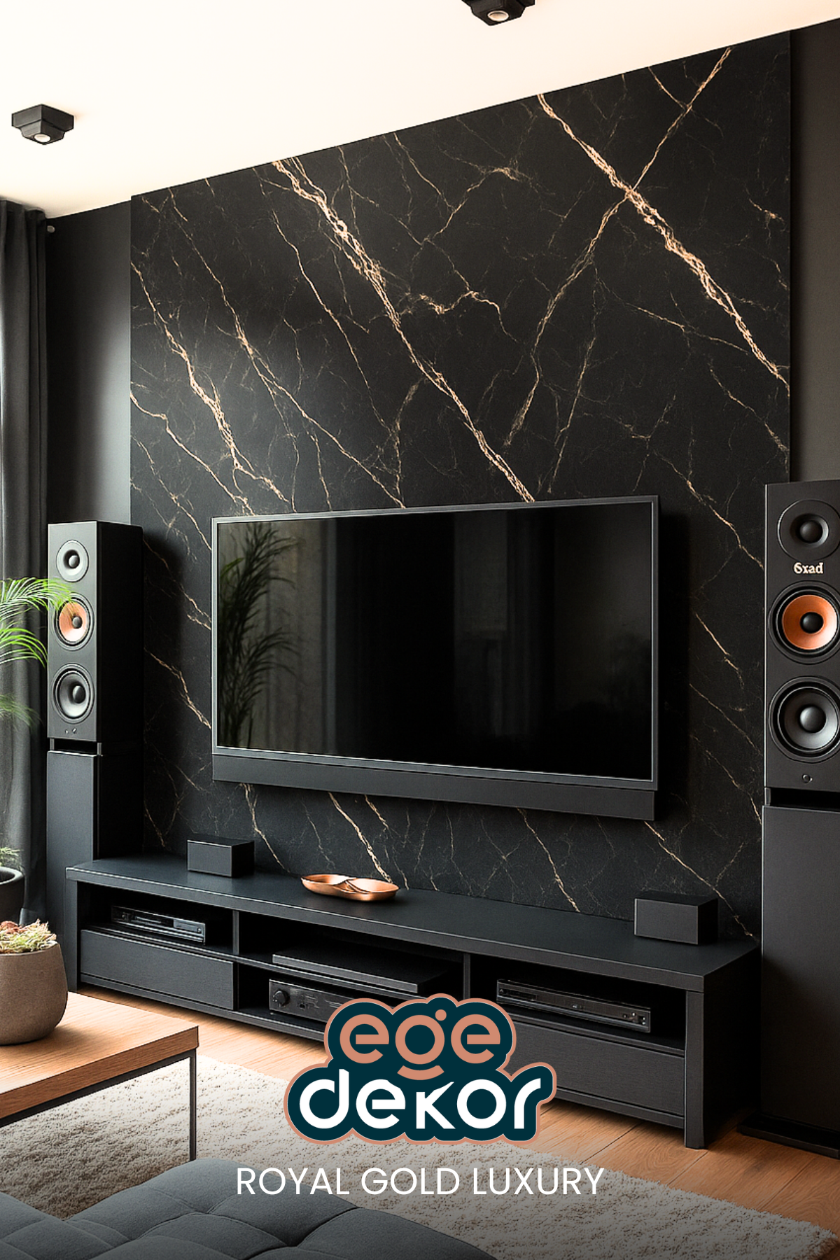 ROYAL GOLD LUXURY Mermer Desenli PVC Panel 122 x 244 CM