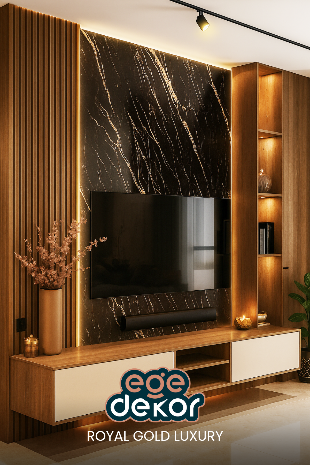 ROYAL GOLD LUXURY Mermer Desenli PVC Panel 122 x 244 CM