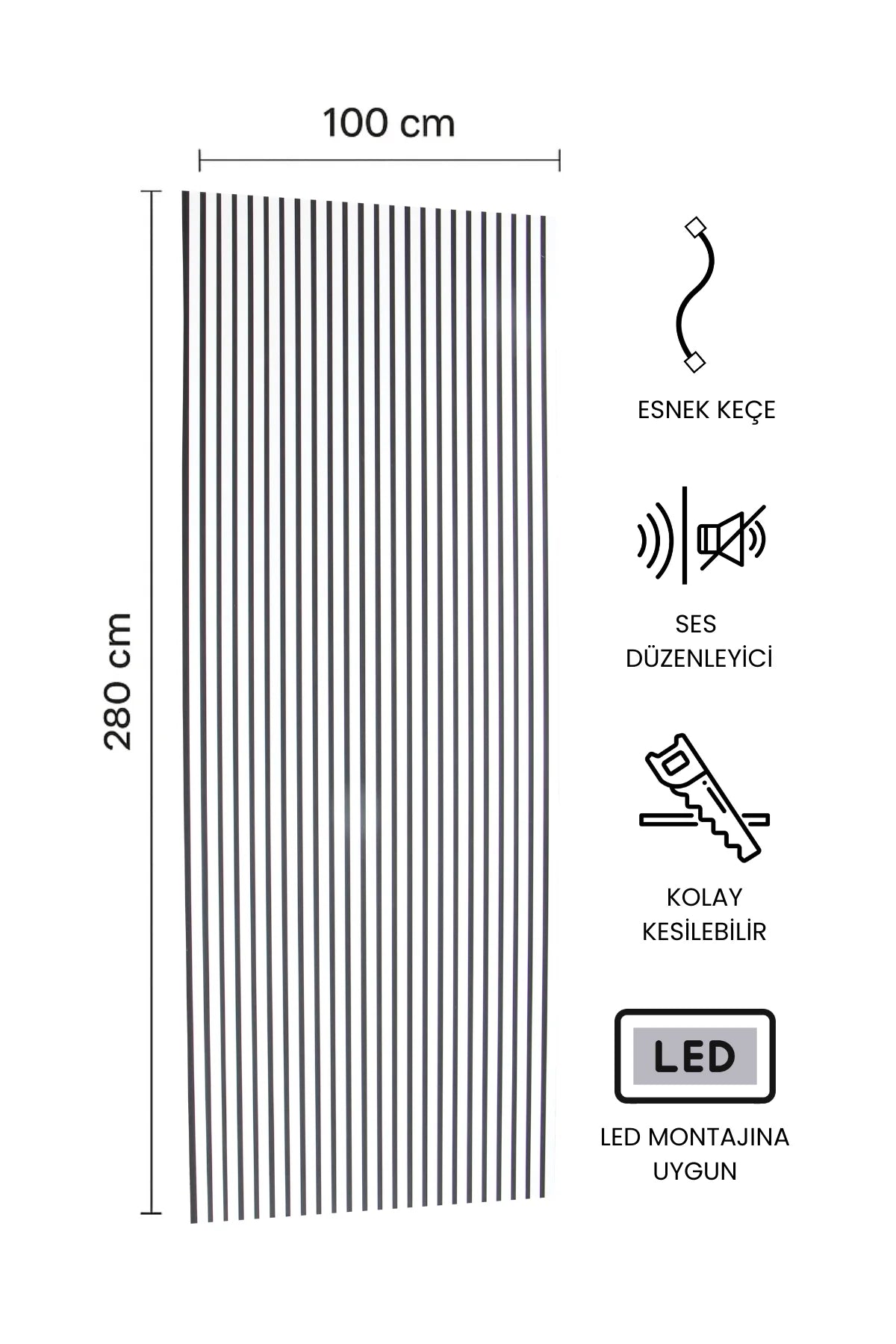 BEYAZ Akustik Panel 100 x 280 CM