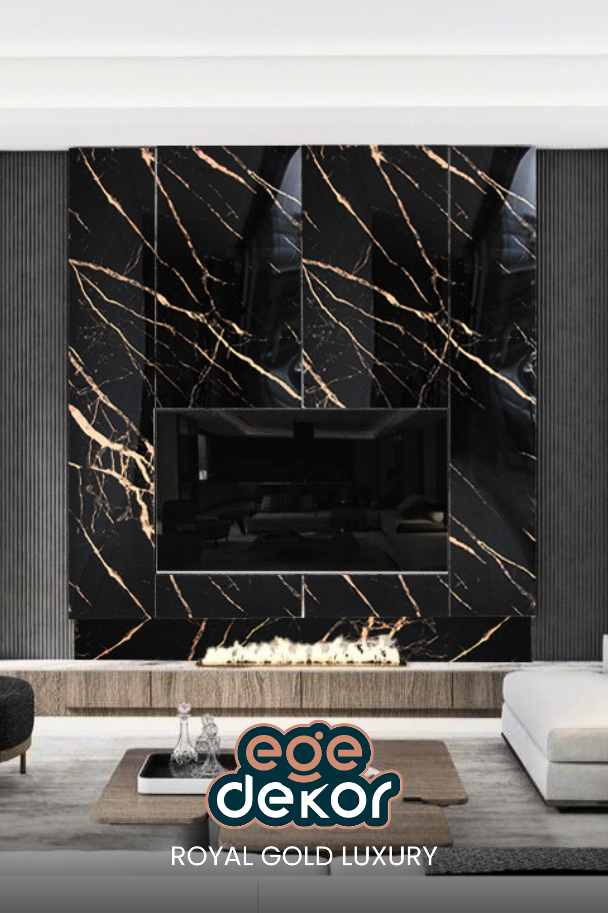 DRAGON GOLD STYLE Mermer Desenli PVC Panel 122 x 244 CM